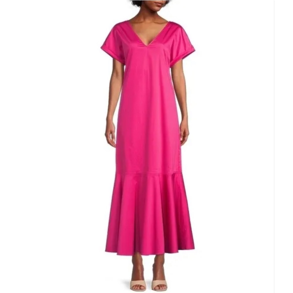 NWT Antonio Melani Kimberly Whitman Myrna Vneck short sleeve flounce hem, size 4